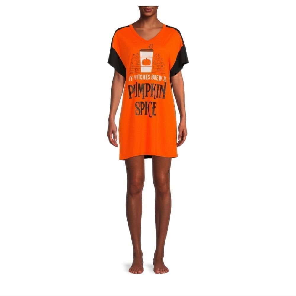 Nwt Women's Pumpkin Spice Halloween Sleepshirt, SIZE S